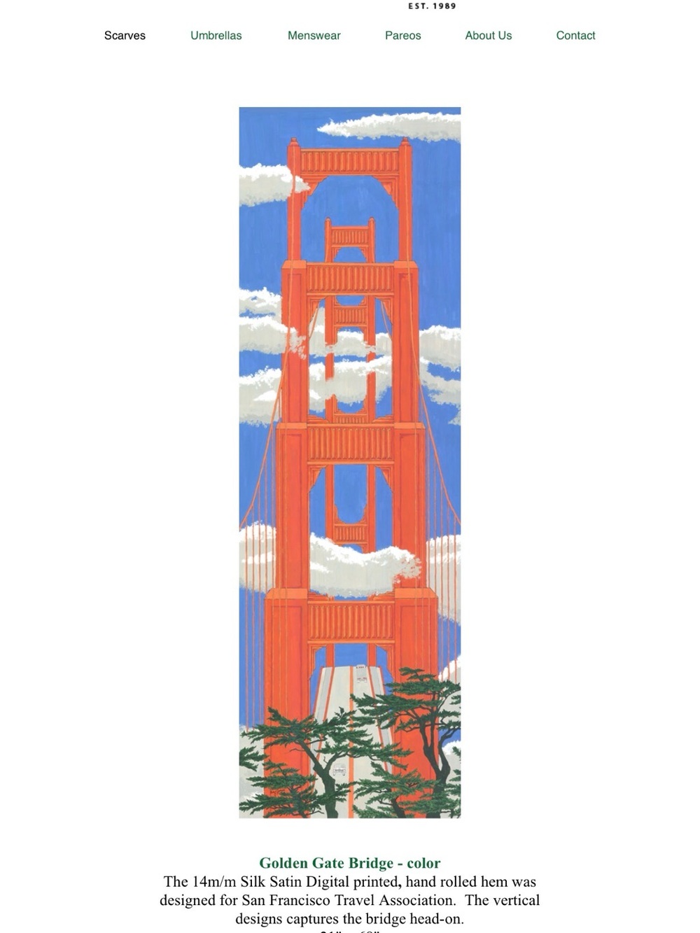 Cecy Jones golden gate bridge silk scarf